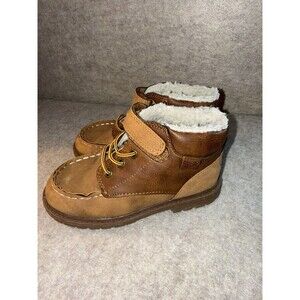 Oshkosh Boys Size 11 Boots With Sherpa Lining Brown Leather Tie